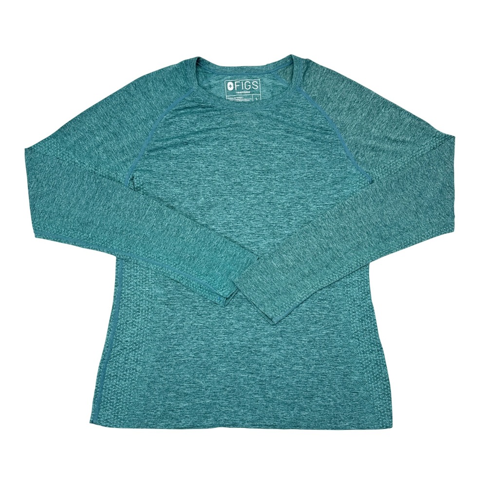 Figs Salta Seamless Long Sleeve Underscrub Womens Size Large Green Nurse Medical